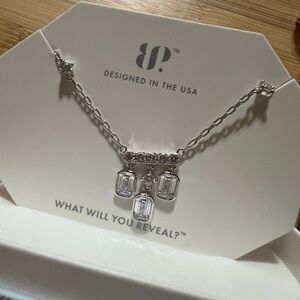 BP Silver Necklace with Clear Pendants